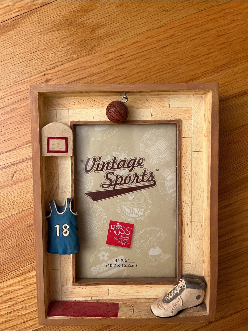 Russ Vintage Sports Picture Frame in Tan and Blue